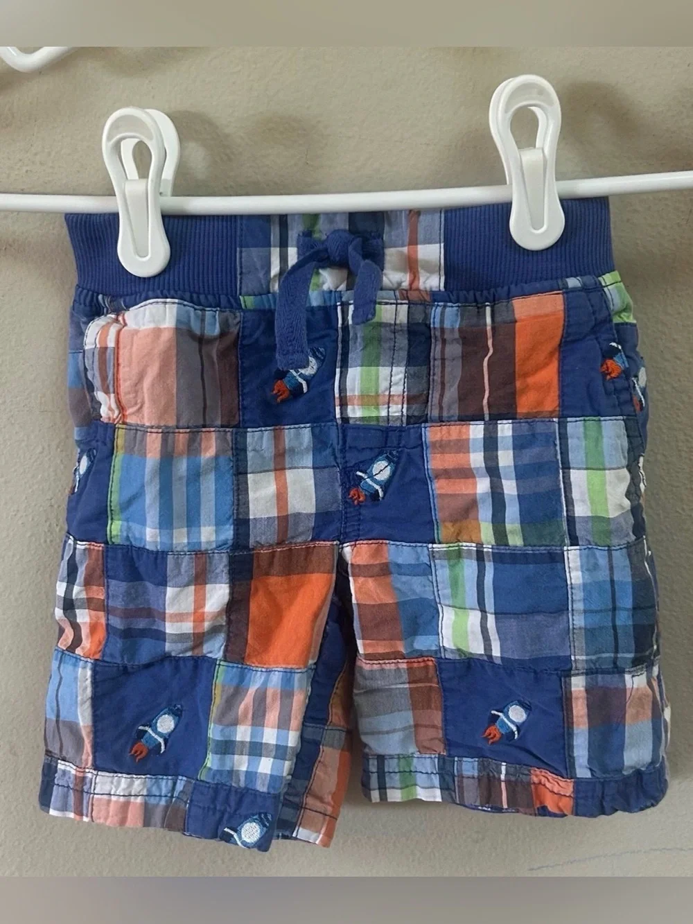 Gymboree Patchwork Plaid Shorts in Blue, Orange and Green